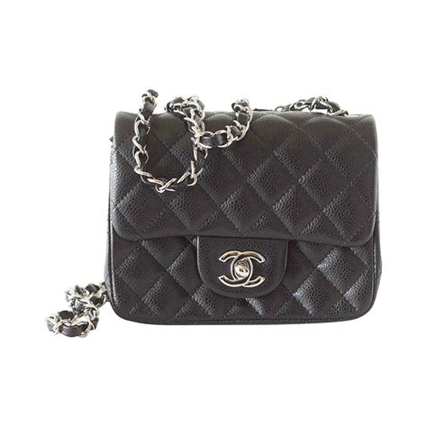 chanel classic flap black silver|Chanel black small bag.